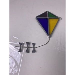 VINTAGE STAINED GLASS KITE WHIMSEY MULTI-COLORED